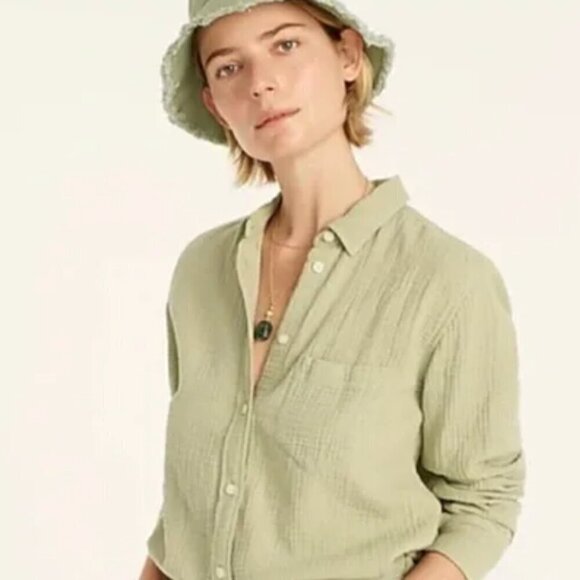 J.Crew Sage Green Gauze Shirt & Pull-On Short Set XS - Picture 8 of 9